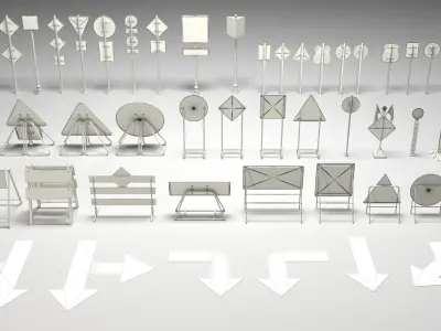 Road Signs - 51 pieces 3D model