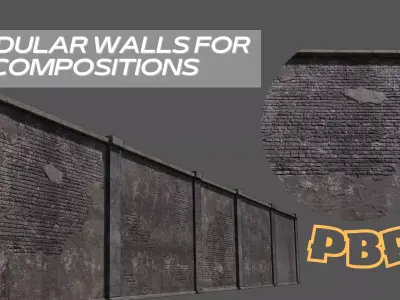 MODULAR WALLS FOR 3D COMPOSITIONS Low-poly 3D model