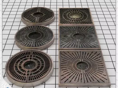 Tree Planter Grate Set 3D model