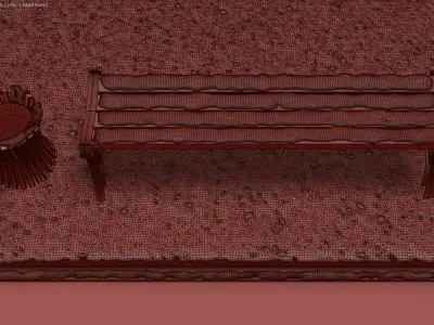 Snow Bench and Sidewalk with street  3D model