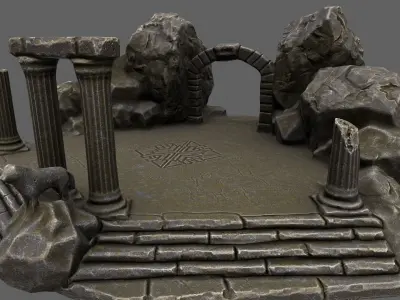 Temple rock Low-poly 3D model