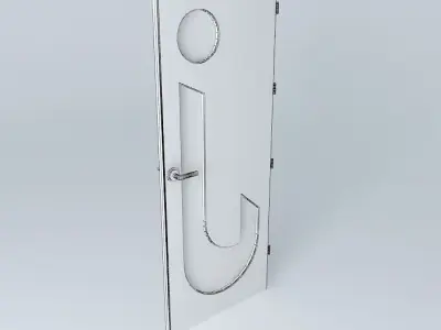 Letter "J", 3D door, very detail with glass, lock and hinger. Free 3D model