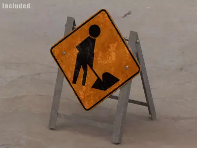 Road Work Sign Low-poly 3D model