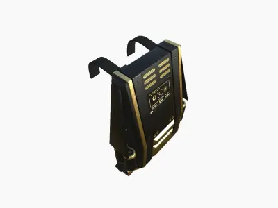 SciFi Backpack F03 Black Gold - Fashion Character Design Low-poly 3D model