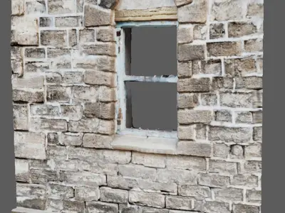 Wall of an ancient built in the times of Medieval  3D model