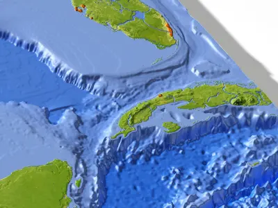 High resolution 3D relief map of Gulf of Mexico 3D model