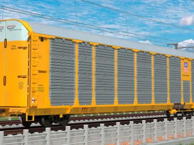  Union Pacific Tri Level Auto Rack Freight Car Yellow 