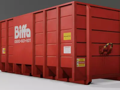 Low Poly Biffa Waste Container Big Low-poly 3D model