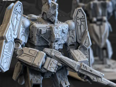 Standing Tank Mech  3D Printable 100mm 3D print model