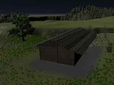 HOuse cabin in woods at night 3D model