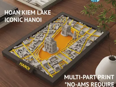 Hoan Kiem Lake Modular 3D Printable Map Hanoi  VietNam 3D print model