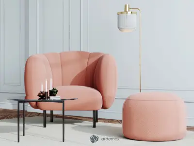 Furniture set chair and ottoman 3D model