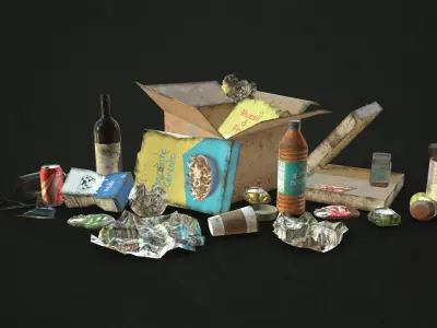 Urban Trash Low-poly 3D model