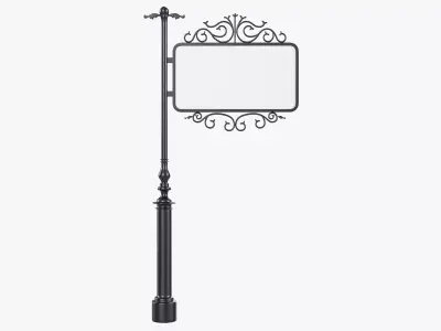 Forged column with hanging sign 03 3D model