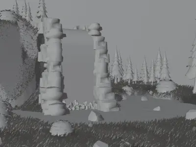 Stylized Waterfall Nature Scene Low-Poly 3D Environment 3D model