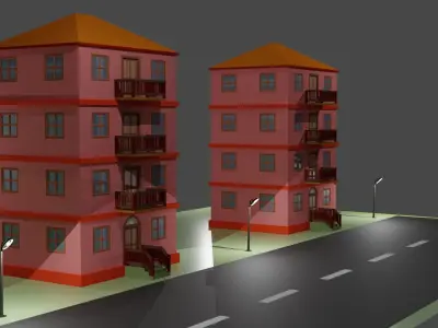 Building Scene Environment Low-poly 3D model