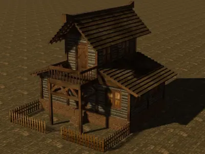 Medieval house ten 15 Low-poly 3D model