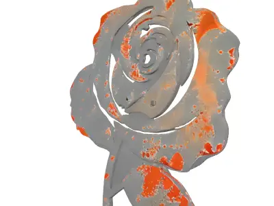 Rusty Metal Rose Ornament Low-poly 3D model