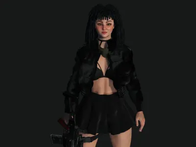 AAA 3D REALISTIC FEMALE CHARACTER - GUN SHOOTER GTA 02 Low-poly 3D model