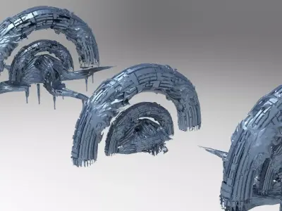Genma tech base temple exterior 3 designs  3D model