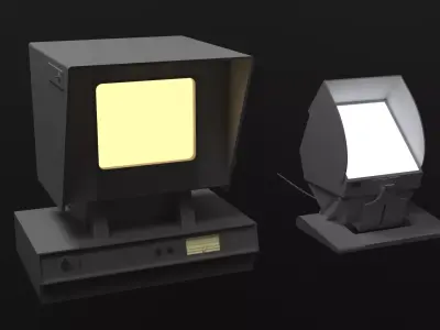 Retro style desktop station Low-poly 3D model