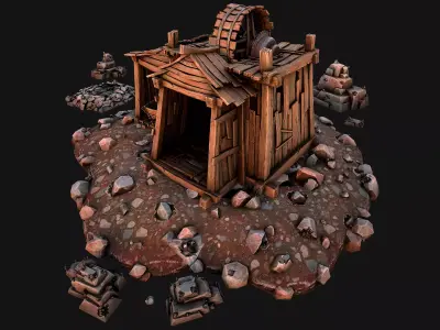 Medieval Tin Ore Mine Low-poly 3D model