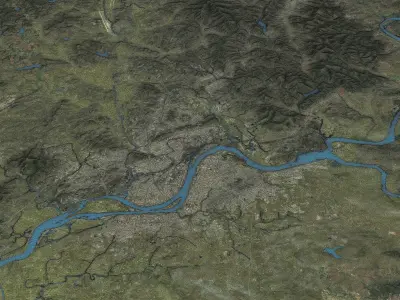 Pyongyang - Topography Terrain Low-poly 3D model