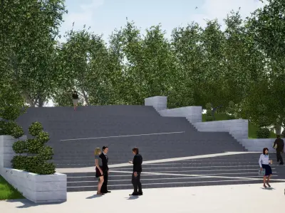 STAIR AND RAMP Low-poly 3D model