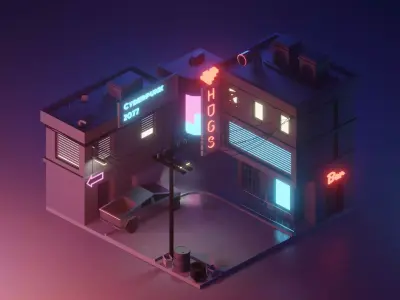 Cyber Punk low poly model Low-poly 3D model