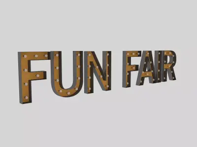 Funfair Sign With Bulb 3D model