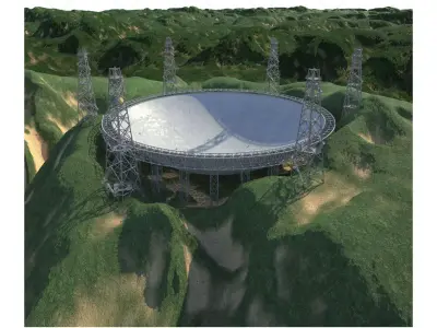 Fast radio telescope moutain landscape 3D model