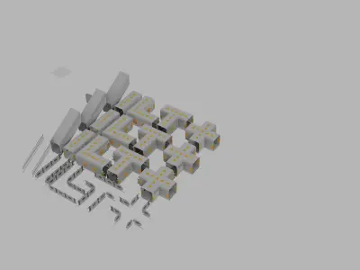 Make your own space station layout - Detailed set Low-poly 3D model