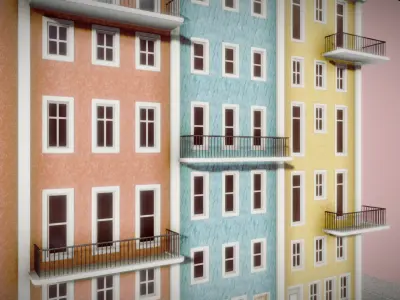 Apartment Block - Portugal Low-poly 3D model