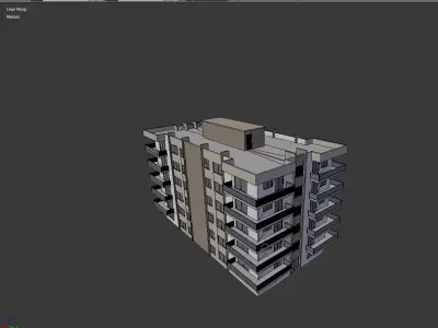 BUILDING 1 with balconies and balconies 3D model