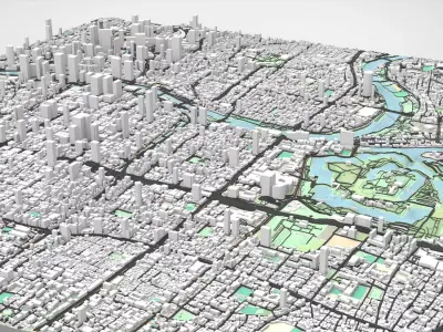 Cityscape Osaka Honshu Japan 3D model