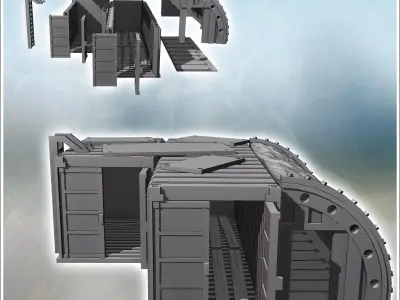 Concave container arrangement with camouflage protection and mul 3D print model