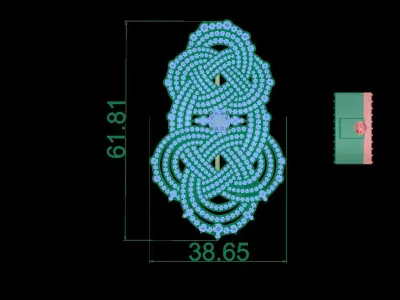 pendant gold door handle with diamonds 3D print model