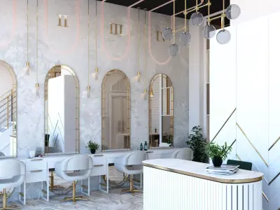 Beauty Salon Interior Scene 3D model  3D model