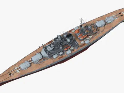  Bismarck 1940 Sea Trials Configuration Battleship Gray Rigged 