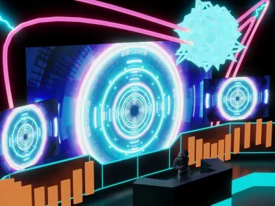 Sci-Fi Themed EDM Stage 3D Model 3D model