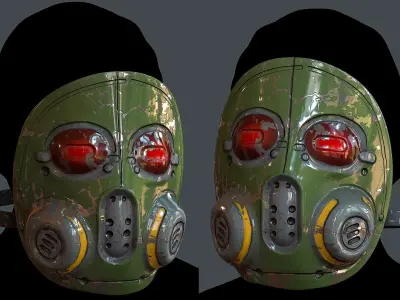 Gas mask helmet 3d model scifi  Low-poly 3D model