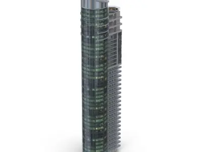 Collection of skyscrapers Low-poly 3D model