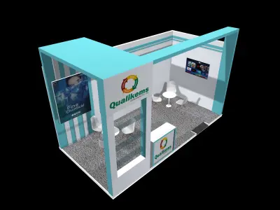 6x3 meter 2 side open exhibition stand  3D model
