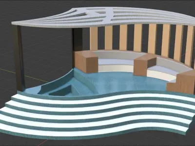 Alcove wooden structure Low-poly 3D model