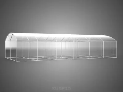 STRUCTURE CURVED GREENHOUSE HOTHOUSE GLASSHOUSE FRAME PLANT FARM 3D model