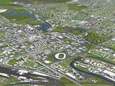 Minsk Belarus 50x50km 3D City Map 3D model