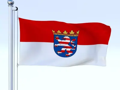 Animated Hesse German State Flag Low-poly 3D model