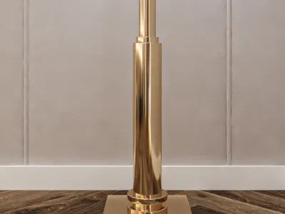 Abajur 3D model floor lamp with gold frame Free 3D model