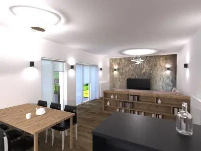 livingroom apartment with living room and kitchen Free 3D model