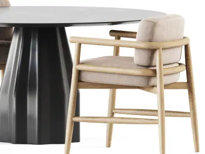 Burin Table D150 by Viccarbe and Armchair Teresina by Meridiani 3D model